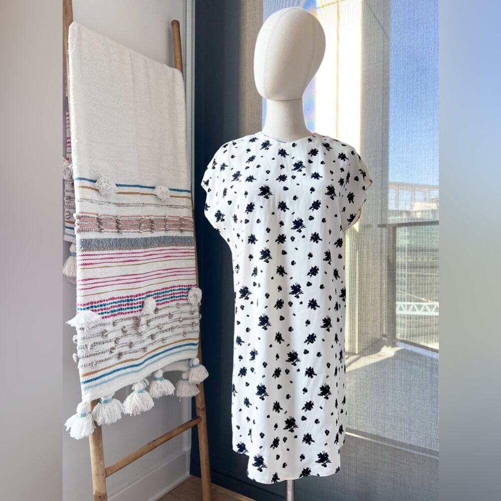 & Other Stories White Black Floral Short Sleeve Mini Dress Women’s Size 4 - Picture 1 of 9